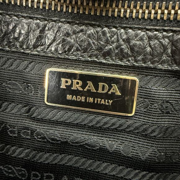 Vintage PRADA Black Tessuto Nylon Vitello Leather Trim Shoulder Tote Bag Y2K - Picture 16 of 16